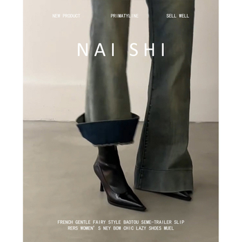 Кожени високи чизми до коляното, естествена кожа, висок маншет, закръглен нос, ток 3–5 cm, заден цип