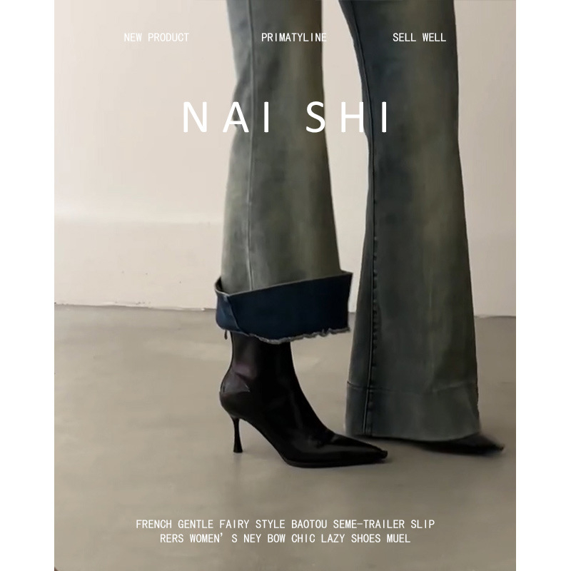 Кожени високи чизми до коляното, естествена кожа, висок маншет, закръглен нос, ток 3–5 cm, заден цип