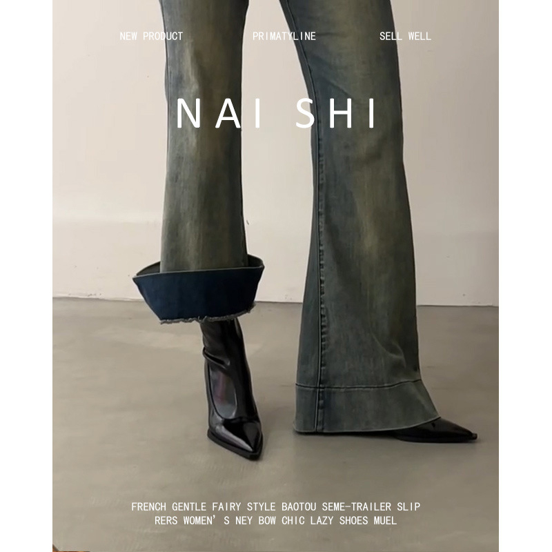 Кожени високи чизми до коляното, естествена кожа, висок маншет, закръглен нос, ток 3–5 cm, заден цип