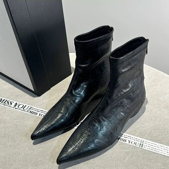 Chelsea čizme s povećanom visinom, korejski stil, šiljat vrh, debeli potpetica 3-5 cm