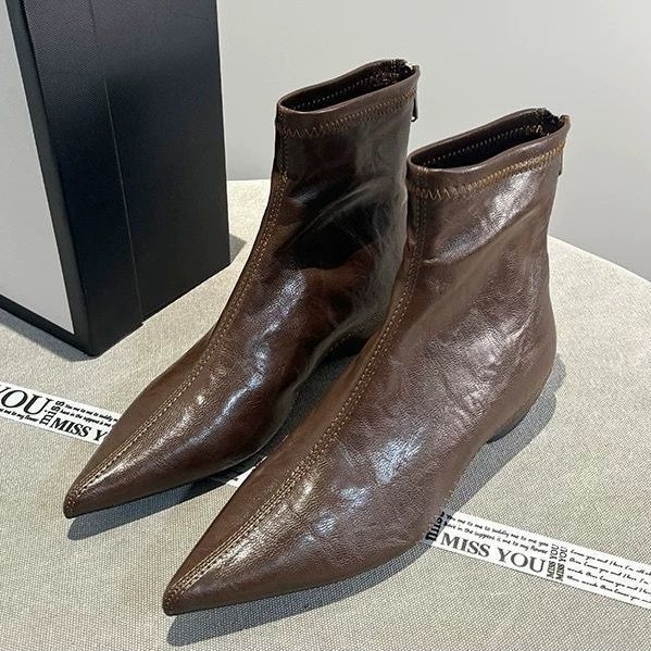 Chelsea čizme s povećanom visinom, korejski stil, šiljat vrh, debeli potpetica 3-5 cm