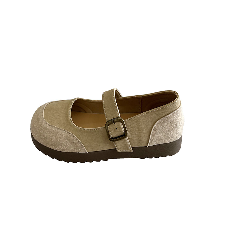 Mary Jane loafer s kvadratnim nosom, semiš gornji dio, niski pet 1–3 cm, gumena potplata, slip-on