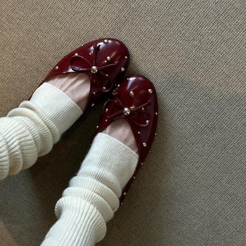 Doudou cipele za svakodnevno nošenje, okrugli vrh, PU gornji dio, slip-on, gumeni potplat, visina pete 3–5 cm
