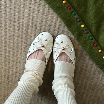 Doudou cipele za svakodnevno nošenje, okrugli vrh, PU gornji dio, slip-on, gumeni potplat, visina pete 3–5 cm