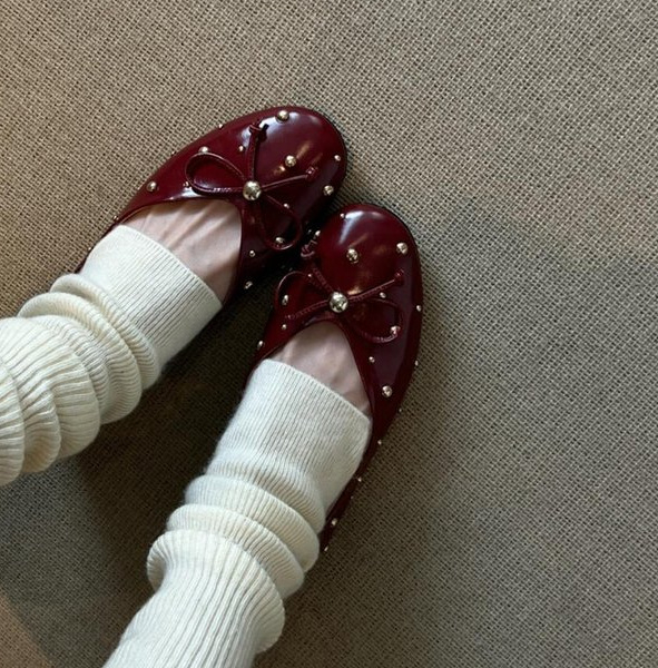 Doudou cipele za svakodnevno nošenje, okrugli vrh, PU gornji dio, slip-on, gumeni potplat, visina pete 3–5 cm