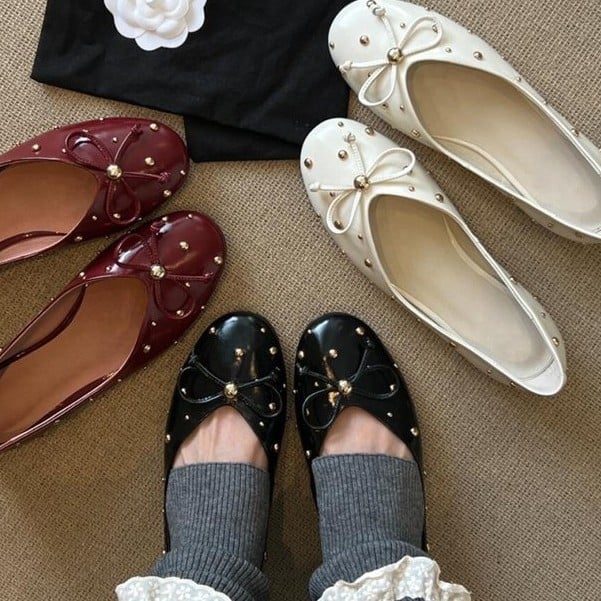Doudou cipele za svakodnevno nošenje, okrugli vrh, PU gornji dio, slip-on, gumeni potplat, visina pete 3–5 cm