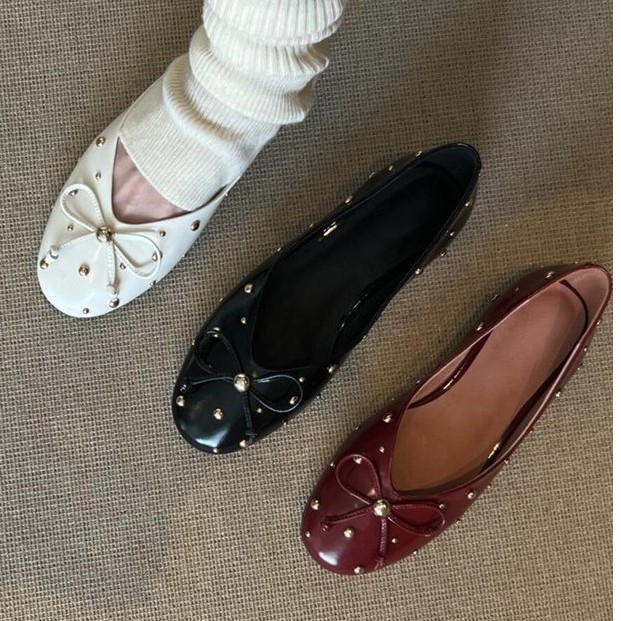 Doudou cipele za svakodnevno nošenje, okrugli vrh, PU gornji dio, slip-on, gumeni potplat, visina pete 3–5 cm