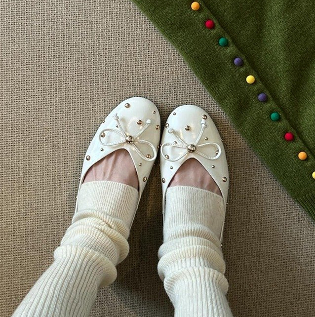 Doudou cipele za svakodnevno nošenje, okrugli vrh, PU gornji dio, slip-on, gumeni potplat, visina pete 3–5 cm