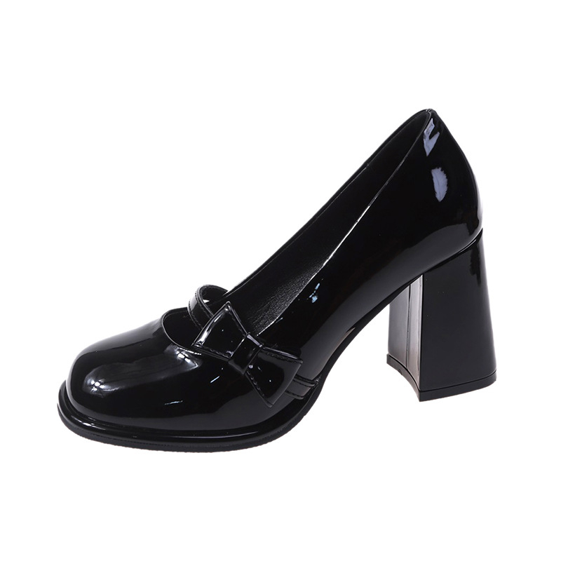 Ženske Mary Jane cipele s debelim petom, okrugli nos, PU gornji dio, slip-on, 6-8 cm