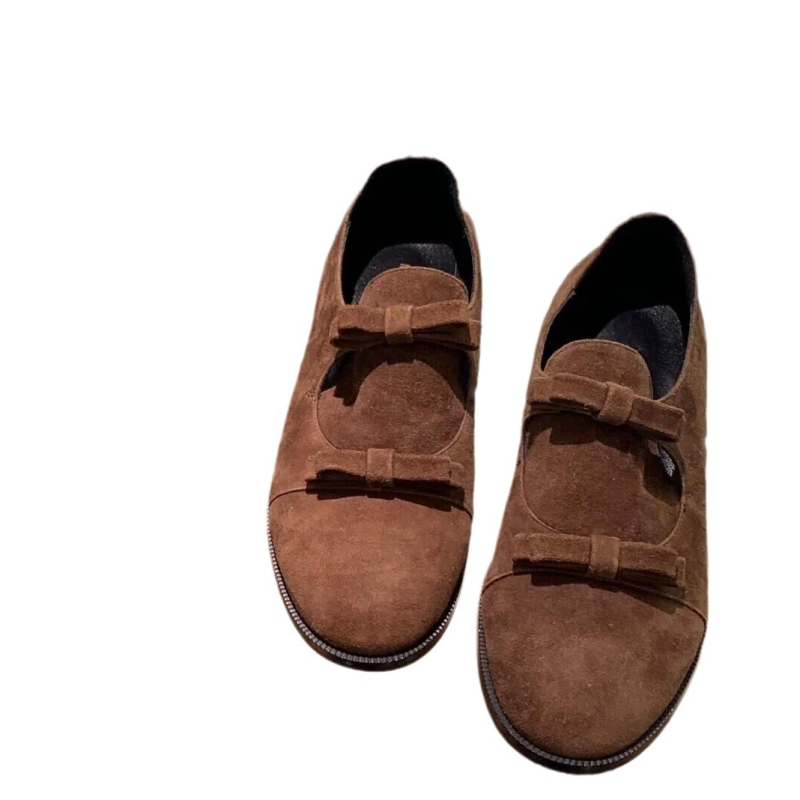 Ženske loafers od velura, okrugla špička, korejskog stila, niski gležanj, gumena potplat