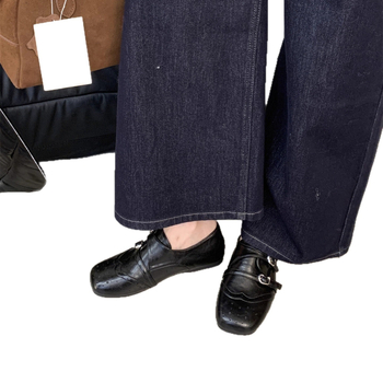 Doudou ženske cipele - Retro stil, četvrtasti vrh, debeli potplat, niski potplat, gumeni potplat, gornji materijal: super vlakno, uložak PU, slip-on