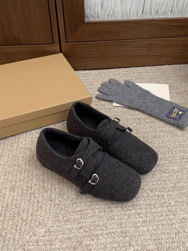 Doudou ženske cipele - Retro stil, četvrtasti vrh, debeli potplat, niski potplat, gumeni potplat, gornji materijal: super vlakno, uložak PU, slip-on