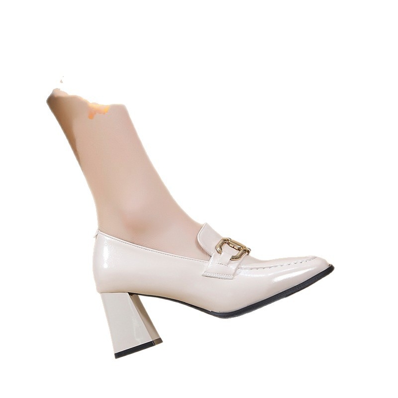 Ženske cipele od PU koze, kvadratnog nosa, debeli pet, 6–8 cm