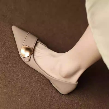 Pantofi dama loafer cu vârf ascuțit, din piele microfibră moale, talpă din cauciuc, partea superioară joasă