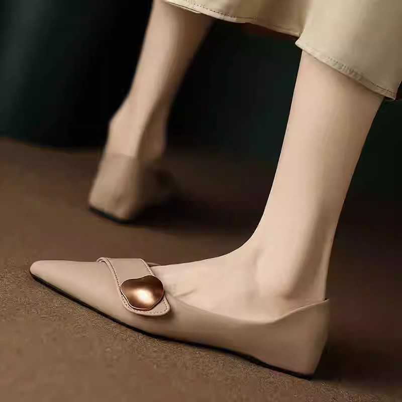 Pantofi dama loafer cu vârf ascuțit, din piele microfibră moale, talpă din cauciuc, partea superioară joasă