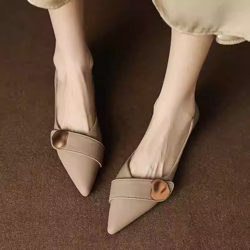 Pantofi dama loafer cu vârf ascuțit, din piele microfibră moale, talpă din cauciuc, partea superioară joasă