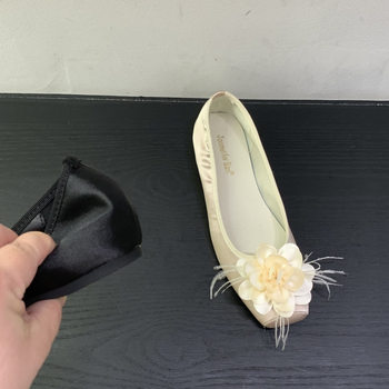 Ženske satin balerinke sa četvrtastim nosom, PU ulošak, gumeni potplat, niska peta