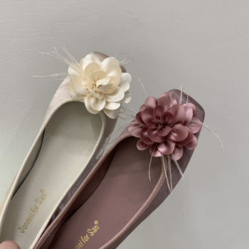 Ženske satin balerinke sa četvrtastim nosom, PU ulošak, gumeni potplat, niska peta