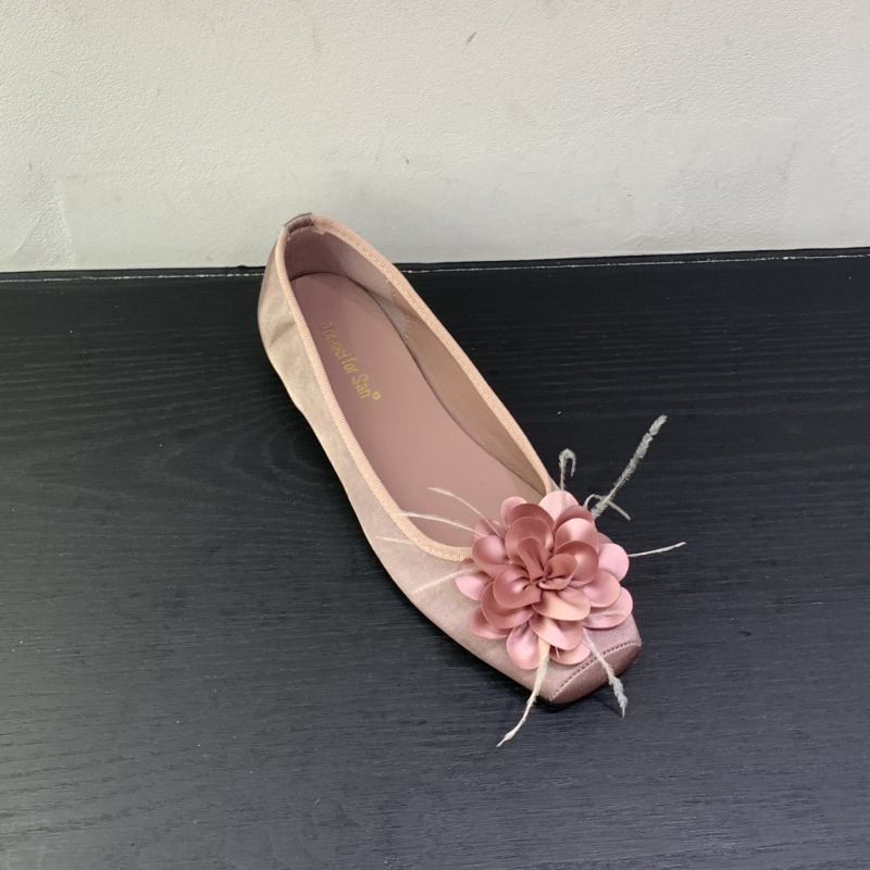 Ženske satin balerinke sa četvrtastim nosom, PU ulošak, gumeni potplat, niska peta