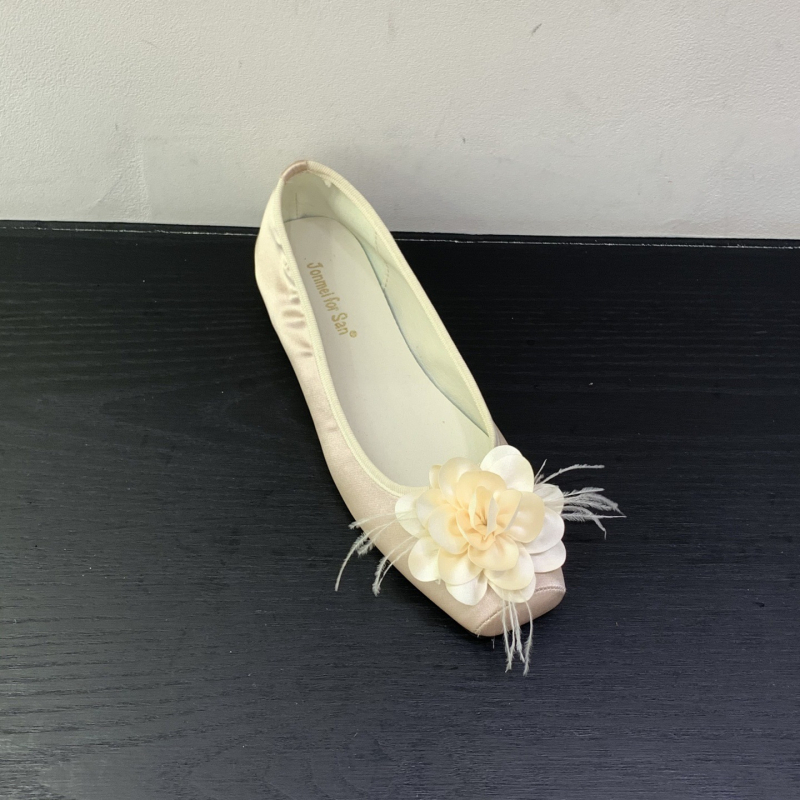 Ženske satin balerinke sa četvrtastim nosom, PU ulošak, gumeni potplat, niska peta