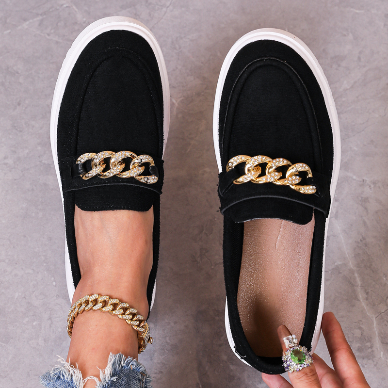 Unisex casual loafer s motivom lubanje, kvadratni nos, mali pet, debeli gumeni potplat