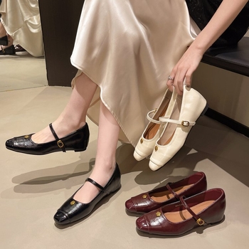 Ženske Mary Jane ravne cipele sa Velcro zatvaračem, PU gornji dio, zaobljena prst, niski pet, gumasti potplat