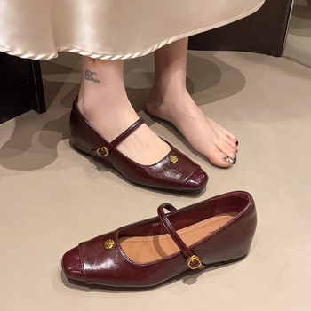 Ženske Mary Jane ravne cipele sa Velcro zatvaračem, PU gornji dio, zaobljena prst, niski pet, gumasti potplat