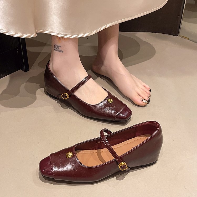 Ženske Mary Jane ravne cipele sa Velcro zatvaračem, PU gornji dio, zaobljena prst, niski pet, gumasti potplat