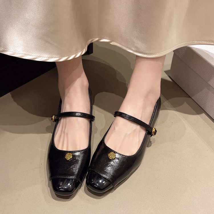 Ženske Mary Jane ravne cipele sa Velcro zatvaračem, PU gornji dio, zaobljena prst, niski pet, gumasti potplat