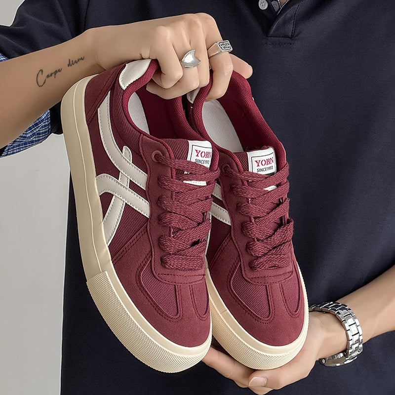 Muške skate tenisice – retro stil, platnasta gornja, vulkanizirana gumena potplat, niski kroj, vezice, EVA ulošak