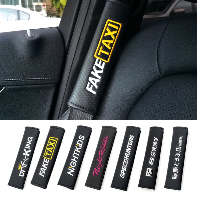 Praktiškos automobilio diržo pečių pagalvėlės su anglies pluošto raštu, universalus priedas, 75 g, su atspausdintu logotipu