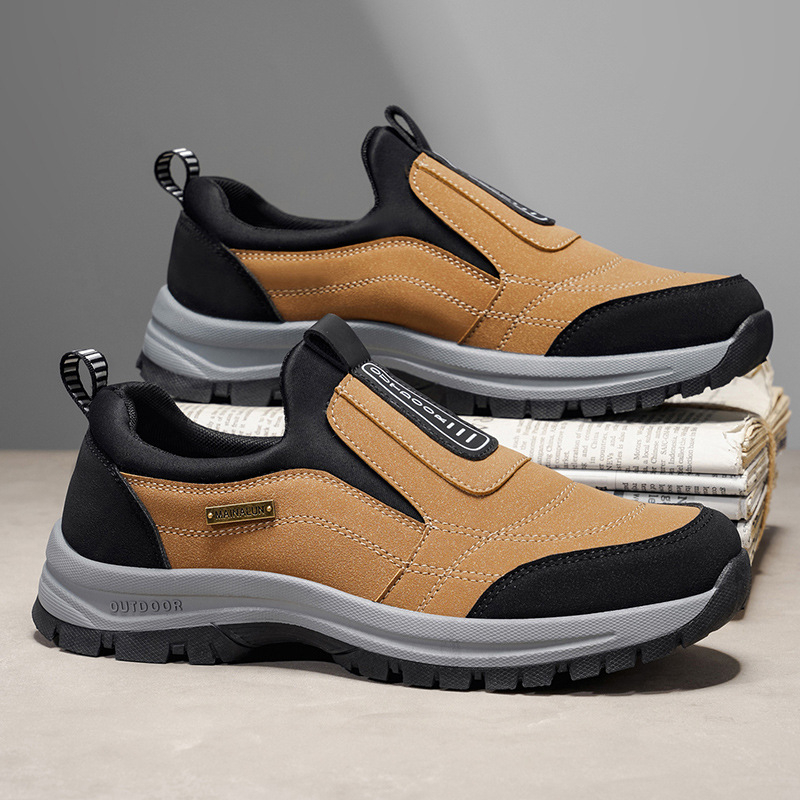 Muške slip-on mokasice, gornji dio od tkanine, PVC potplat, zaobljeni vrh, niski pet 1-3 cm