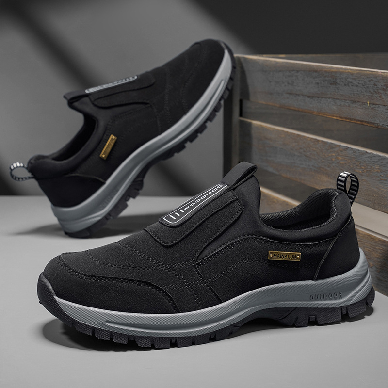 Muške slip-on mokasice, gornji dio od tkanine, PVC potplat, zaobljeni vrh, niski pet 1-3 cm