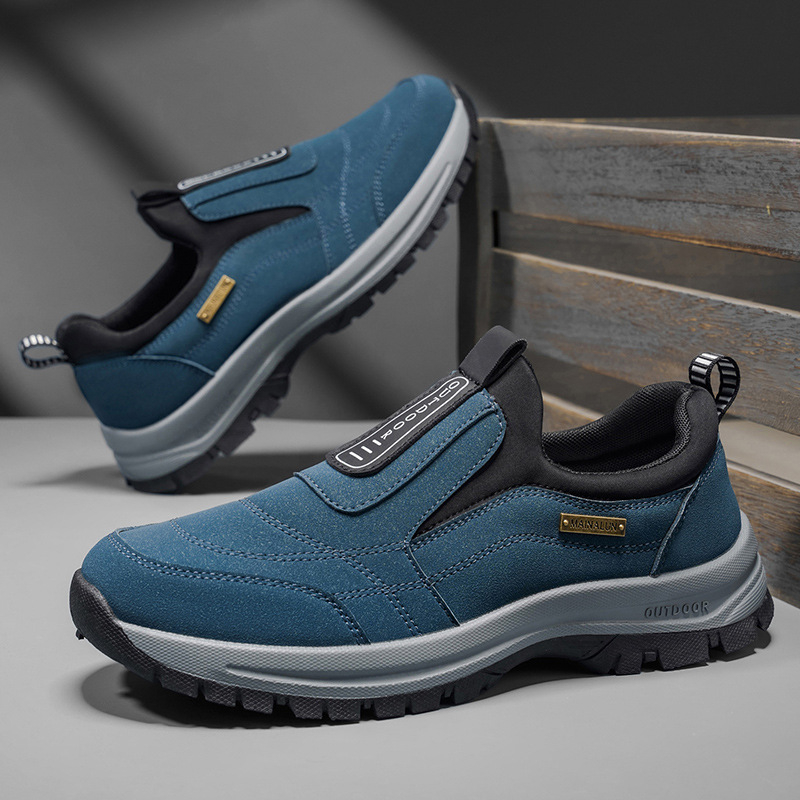 Muške slip-on mokasice, gornji dio od tkanine, PVC potplat, zaobljeni vrh, niski pet 1-3 cm