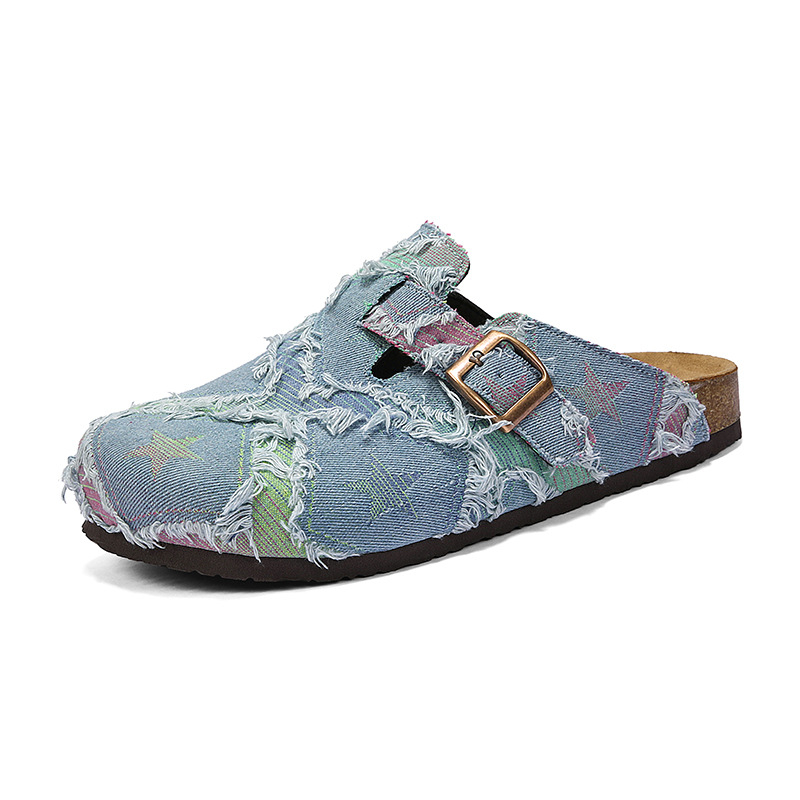Birkenstock стил тапи за мъже, коркова подметка, платнена горна част, EVA подметка, зимна ежедневна употреба