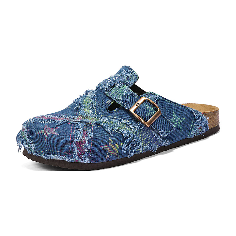 Birkenstock стил тапи за мъже, коркова подметка, платнена горна част, EVA подметка, зимна ежедневна употреба