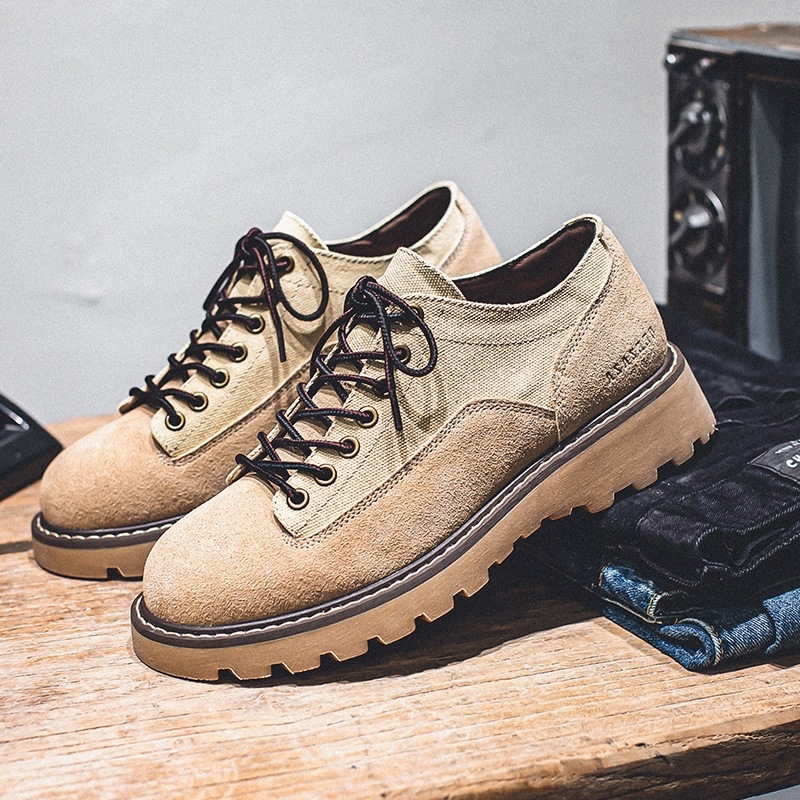 Unisex īsās botas ar augšējo daļu no govs velūra, apaļš purns, bieza klinveida zole, pretslīdēšana, PU zole