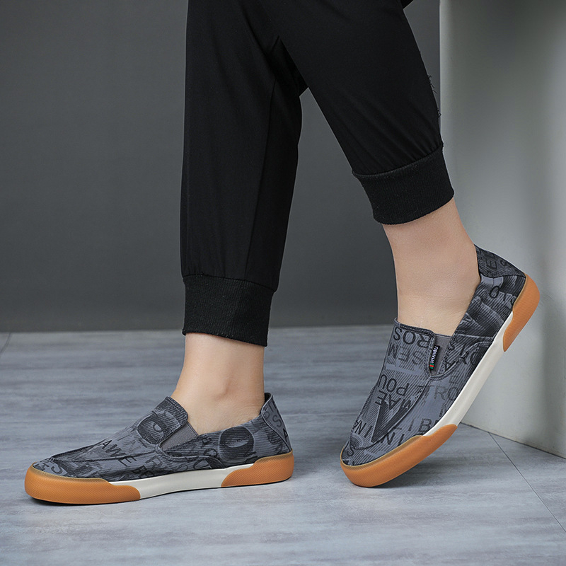 Muške platnene slip-on tenisice za proljeće-ljeto, niski gornji dio, prozračne, gumeni đon, vulkanizirana konstrukcija