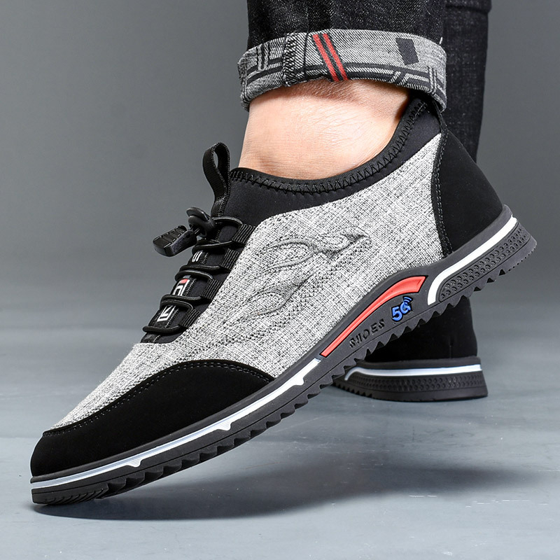 Meeste hingavadad riidejalanõud igapäevaseks kandmiseks, ümmarguse ninaga, puuvillane ülemine, kummist talla