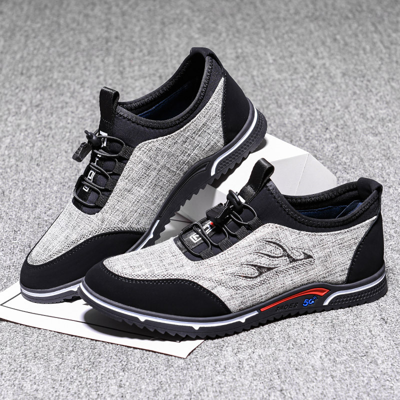 Meeste hingavadad riidejalanõud igapäevaseks kandmiseks, ümmarguse ninaga, puuvillane ülemine, kummist talla