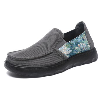 Muške casual slip-on tenisice s okruglim nosom, platnen gornji dio, prozračna unutrašnjost, 3–5 cm visina pete