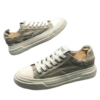 Pantofi sport pentru bărbați din denim, respirabili, de talie joasă, șireturi, talpă vulcanizată