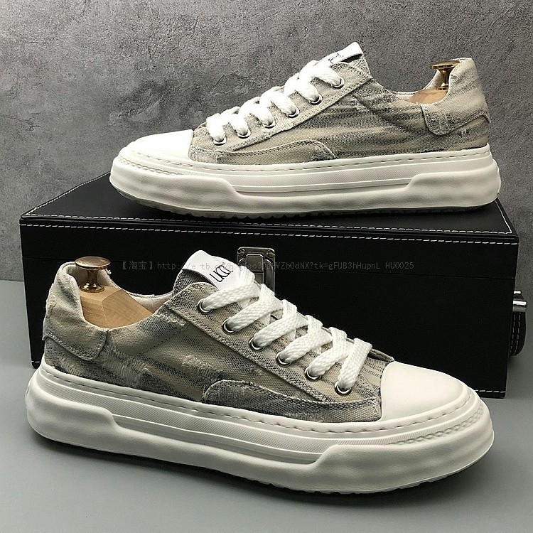 Pantofi sport pentru bărbați din denim, respirabili, de talie joasă, șireturi, talpă vulcanizată