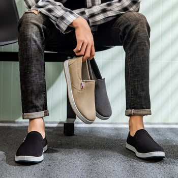 Meeste kanvasist lamedad jalatsid ümmarguse varba, madal kanna 1-3 cm, kummist talla