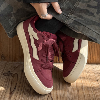 Adidași bărbați cu partea superioară din catifea, vârf rotund, talpă din cauciuc vulcanizat