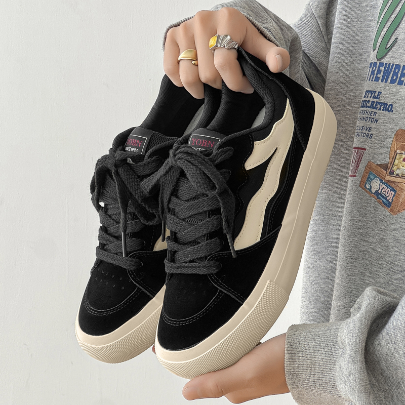 Adidași bărbați cu partea superioară din catifea, vârf rotund, talpă din cauciuc vulcanizat