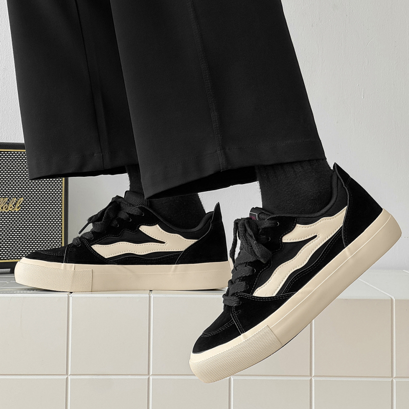 Adidași bărbați cu partea superioară din catifea, vârf rotund, talpă din cauciuc vulcanizat