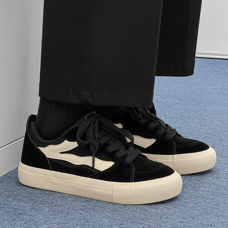 Adidași bărbați cu partea superioară din catifea, vârf rotund, talpă din cauciuc vulcanizat