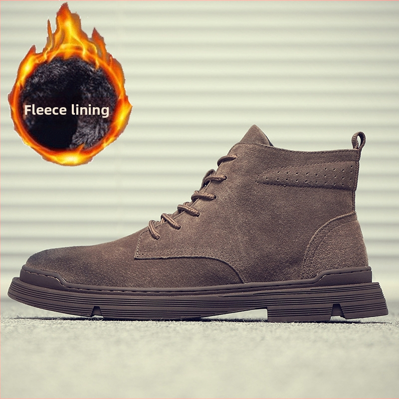 Botine Martin pentru bărbați — Piele naturală, talpă din cauciuc, vârf rotund, gât înalt, toc mic 1–3 cm