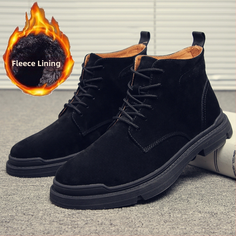 Botine Martin pentru bărbați — Piele naturală, talpă din cauciuc, vârf rotund, gât înalt, toc mic 1–3 cm